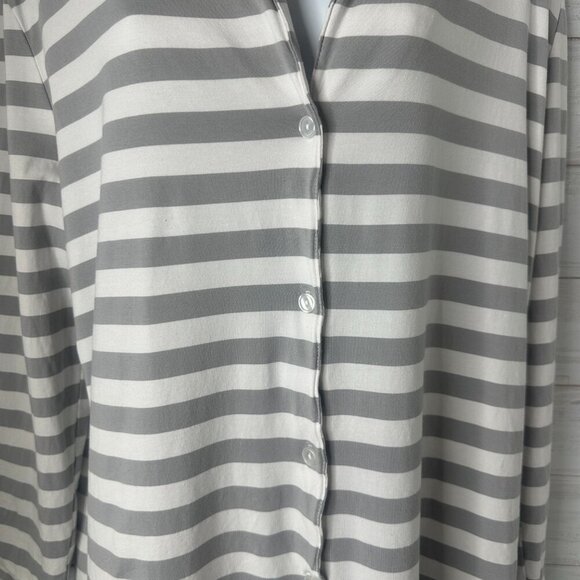Recliner NYC Womens Pajama Shirt Dress Twilight Stripe Long Sleeve Size Large - Picture 3 of 9